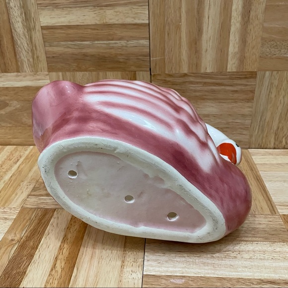 Vintage Pink & White 8 1/2” Large Swan Planter Ceramic Glazed Pottery Swan - Picture 12 of 14